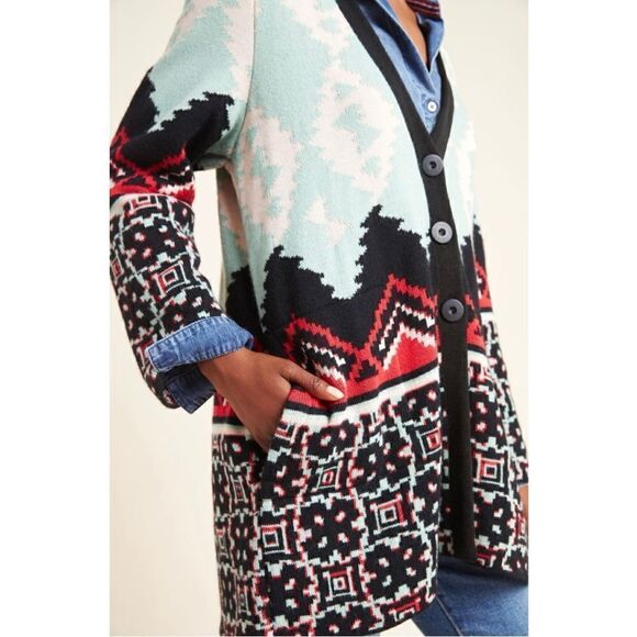 NEW Anthropologie Luxury Aldomartins Alpine Ski Nordic Cardigan Sweater X-Small - Picture 7 of 9